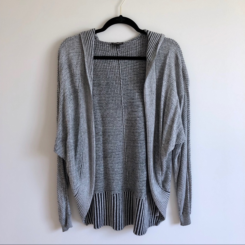 Express Black and White Hooded Cardigan | XS